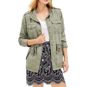 AnnTaylor LOFT Green Military Style Shacket  Jacket Size Medium Fall Lightweight